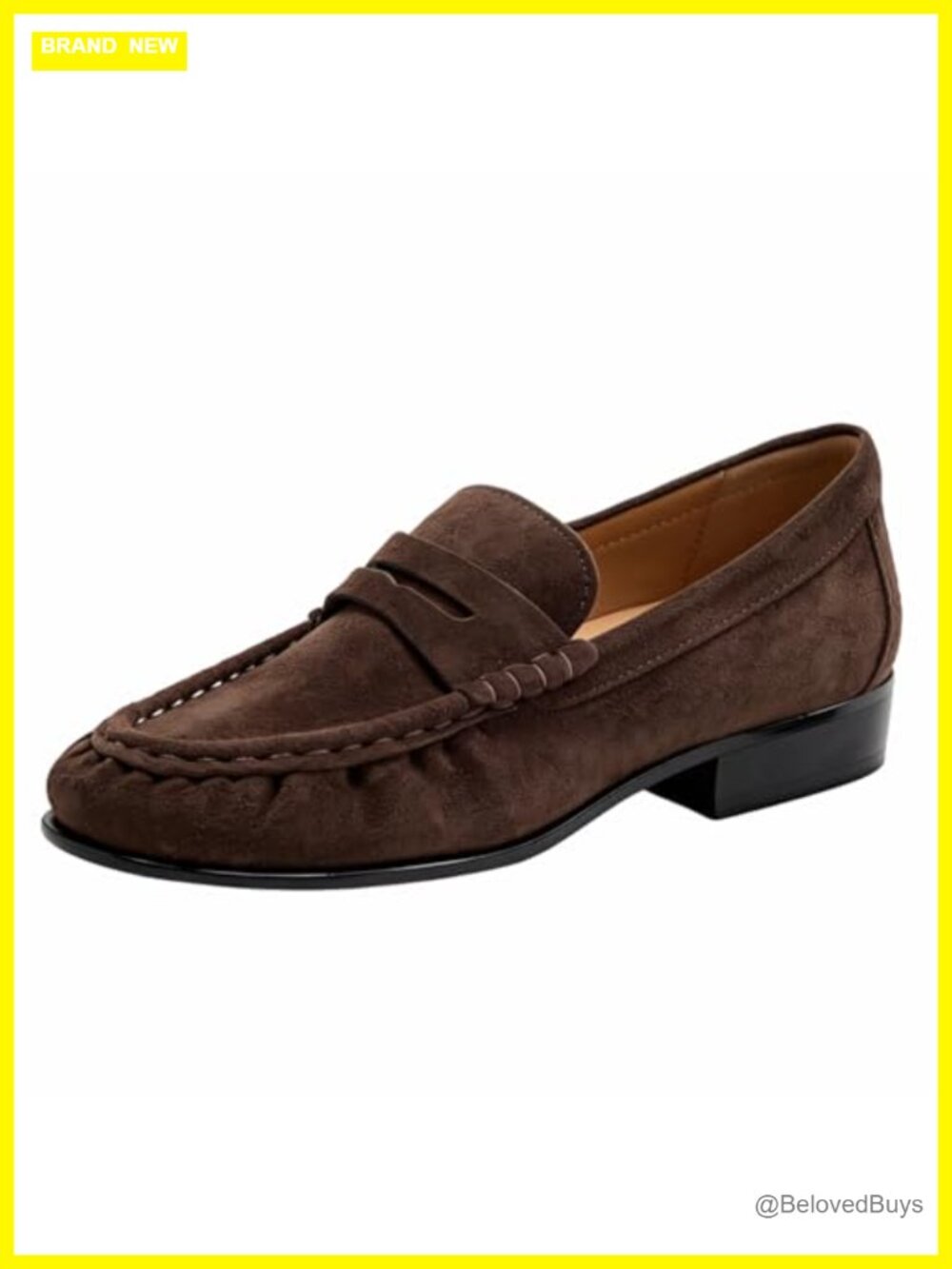 Suede Penny Loafers Slip On Low Block Heel Business Casual Comfort